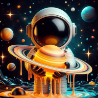Cosmonaut with planet 20x20 cm