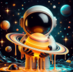 Cosmonaut with planet 20x20 cm