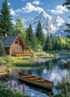 House on the riverbank 30x40 cm