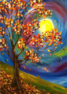 Tree with Colorful Sky 30x40 cm