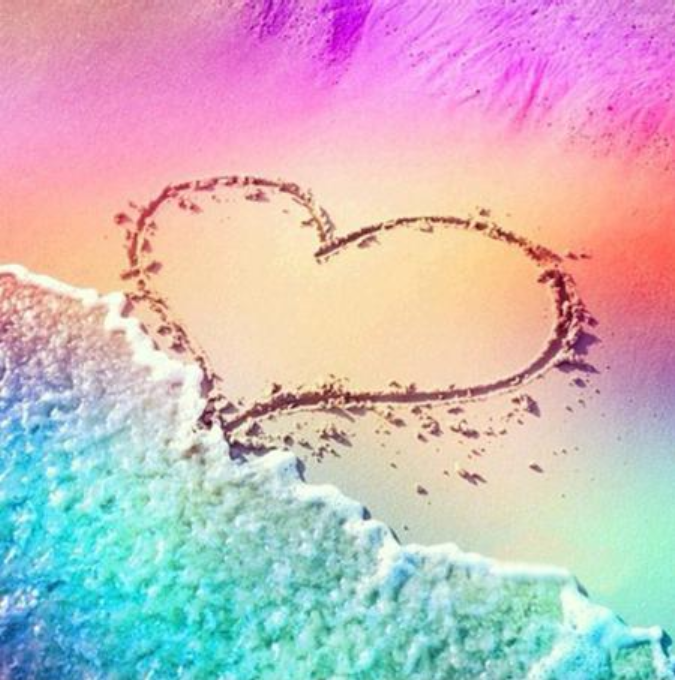 Heart in the sand 30x30 cm