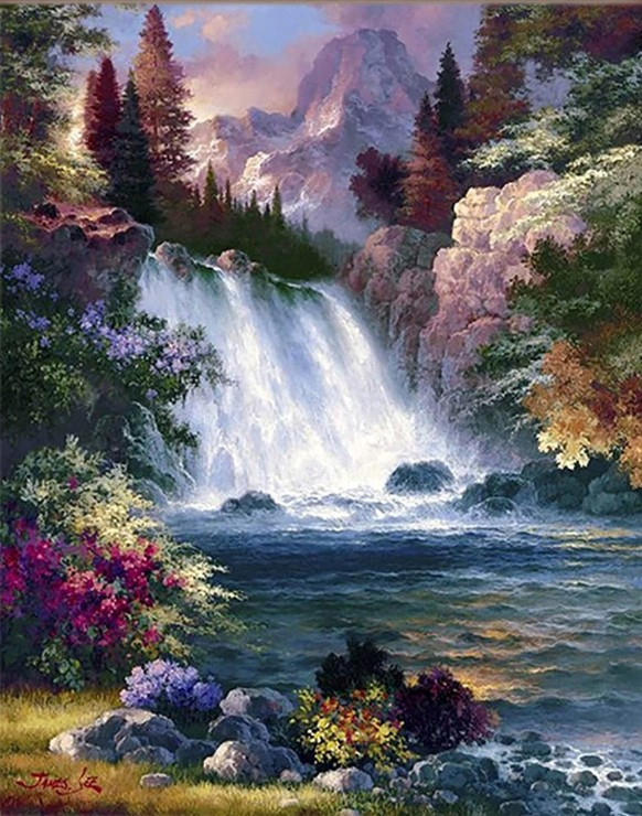 Waterfall in the forest 30x40 cm
