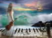 Piano in the sand 40x30 cm