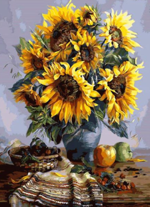 Saulespuķes vāzē 30x40 cm