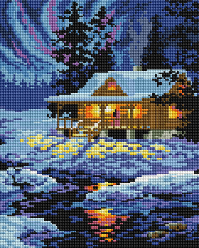 House in winter - with frame 30x40 cm