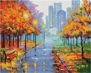 Rudens gatvė - įrėminta 40x50 cm