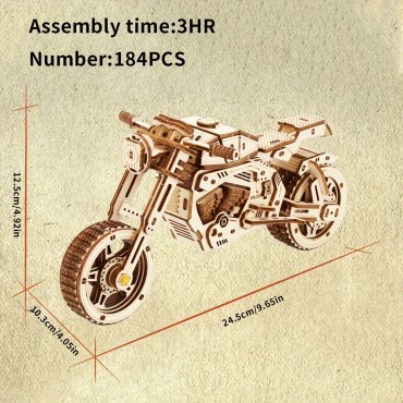3D wooden puzzle - motorbike