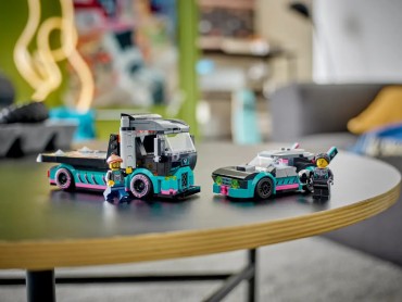 60406 LEGO City Lenktyninis automobilis ir automobilių gabenimo sunkvežimis