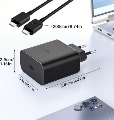 USB-C greitojo įkrovimo įkroviklis 45 W su 2 m kabeliu