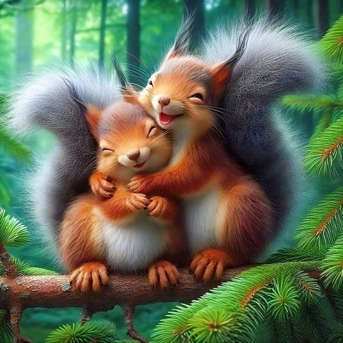 Hugging Squirrels 30x30cm