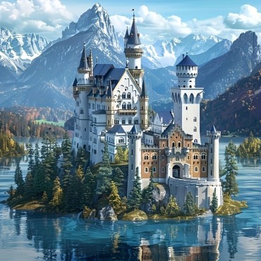 Castle in the Middle of the Lake 30x30 cm