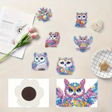 Diamond Painting Magnet Set "Owls" – 6 pcs