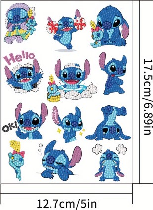 Dimanta mozaīkas uzlīmju komplekts “Stitch” – 12 gab.