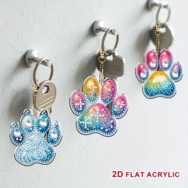 Diamond Painting Keychain Set “Cat Paws” – 6 pcs