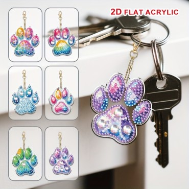 Diamond Painting Keychain Set “Cat Paws” – 6 pcs