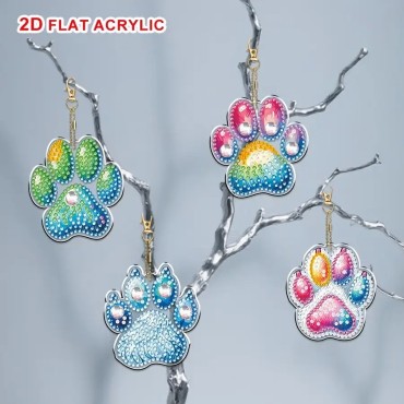 Diamond Painting Keychain Set “Cat Paws” – 6 pcs