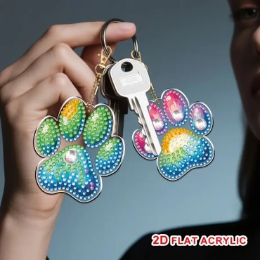 Diamond Painting Keychain Set “Cat Paws” – 6 pcs