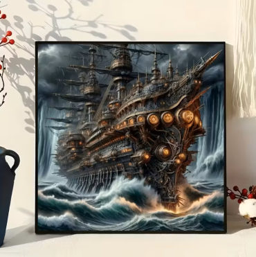 Steampunk kuģis 50x50 cm