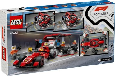 60443 LEGO City F1® remonto punktas, mechanikai ir Ferrari automobilis