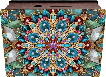 Krājkase ar mandalas raksta dimanta mozaīku