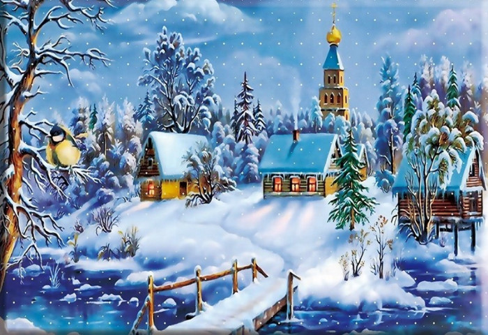 Snowy landscape 30x40 cm