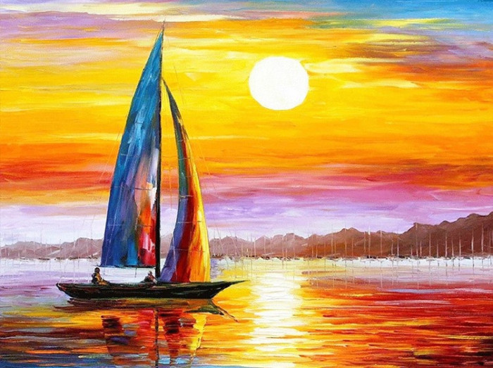Sailboat at sea 40x50 cm