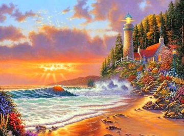 Lighthouse on the beach 30x40 cm