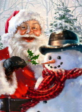 Santa Claus with a snowman 25x25 cm