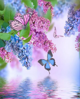 Lilacs and butterfly 30x30 cm