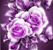 Purple roses with butterflies 30x30 cm
